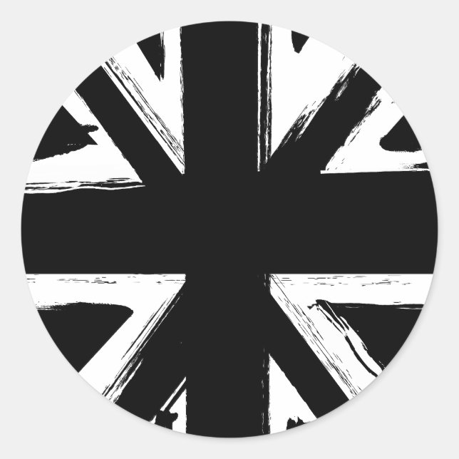 Retro abstract black union jack design classic round sticker (Front)