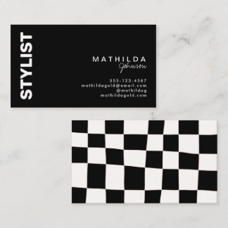 Retro Abstract Black White Chequerboard Artsy Business Card