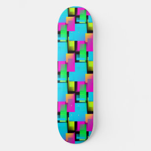 Retro Abstract Block Pattern Skateboard
