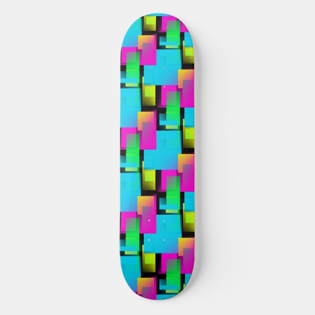 Retro Abstract Block Pattern Skateboard (Front)