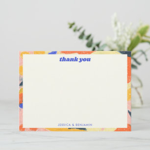 Retro Abstract Botanical Custom Cute Baby Shower Thank You Card
