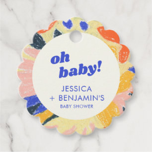 Retro Abstract Botanical Fun Baby Shower Custom Favour Tags