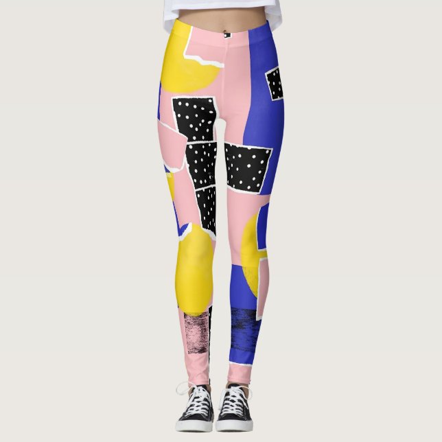 Retro Abstract Brushstroke (10) Leggings (Front)