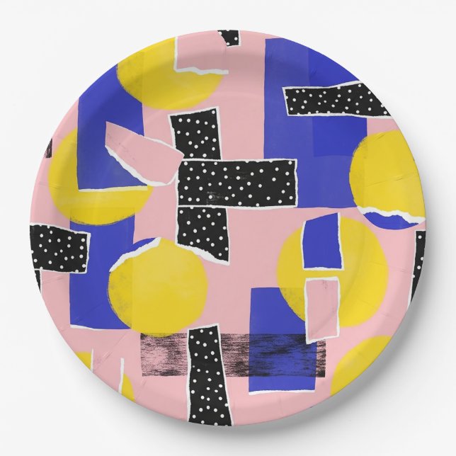 Retro Abstract Brushstroke (10) Paper Plate (Front)