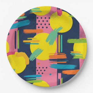 Retro Abstract Brushstroke (11) Paper Plate
