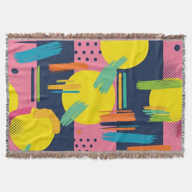 Retro Abstract Brushstroke (11) Throw Blanket (Front)