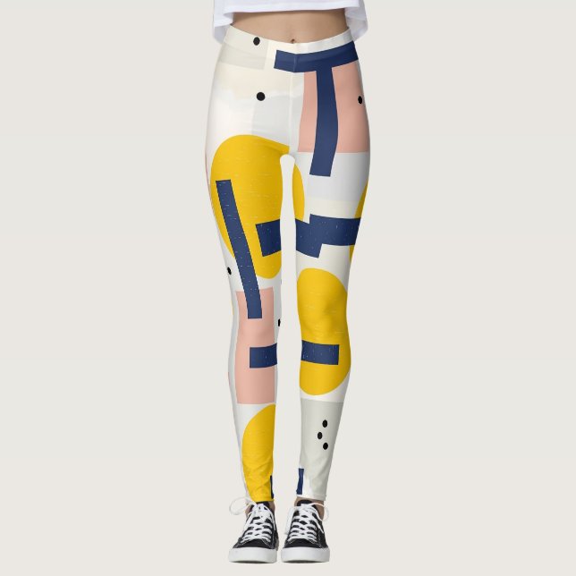 Retro Abstract Brushstroke (12) Leggings (Front)
