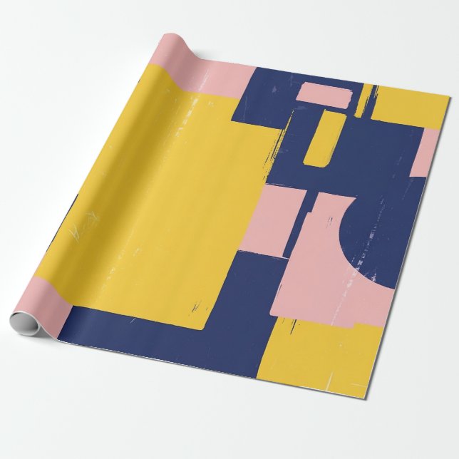 Retro Abstract Brushstroke (14) Wrapping Paper (Unrolled)