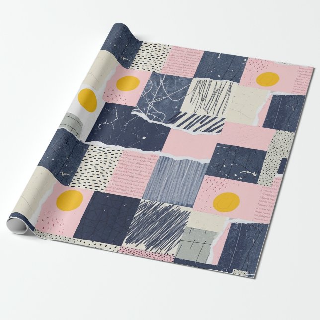 Retro Abstract Brushstroke (1) Wrapping Paper (Unrolled)