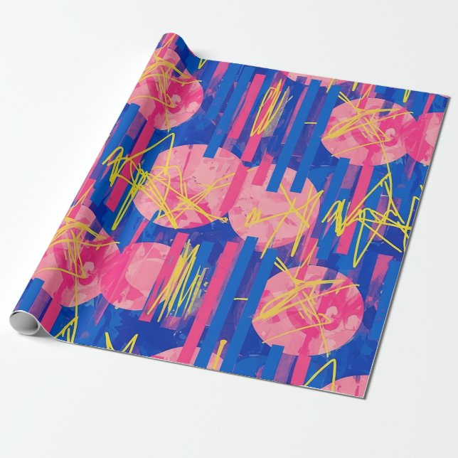 Retro Abstract Brushstroke (2) Wrapping Paper (Unrolled)