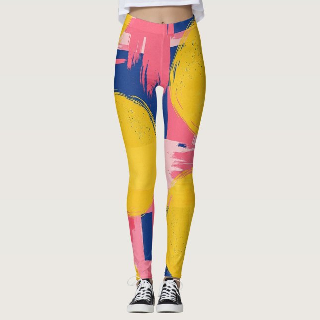 Retro Abstract Brushstroke (3) Leggings (Front)