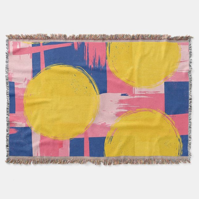 Retro Abstract Brushstroke (3) Throw Blanket (Front)