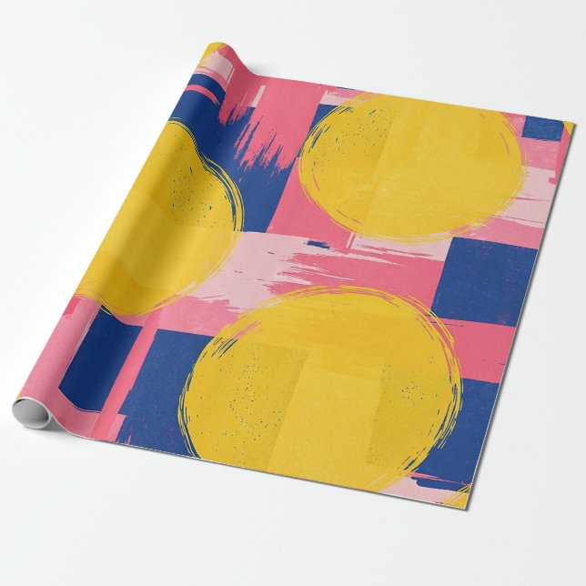 Retro Abstract Brushstroke (3) Wrapping Paper (Unrolled)