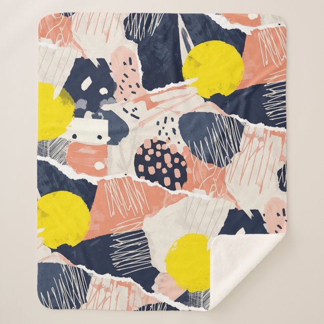 Retro Abstract Brushstroke (4) Sherpa Blanket (Front)