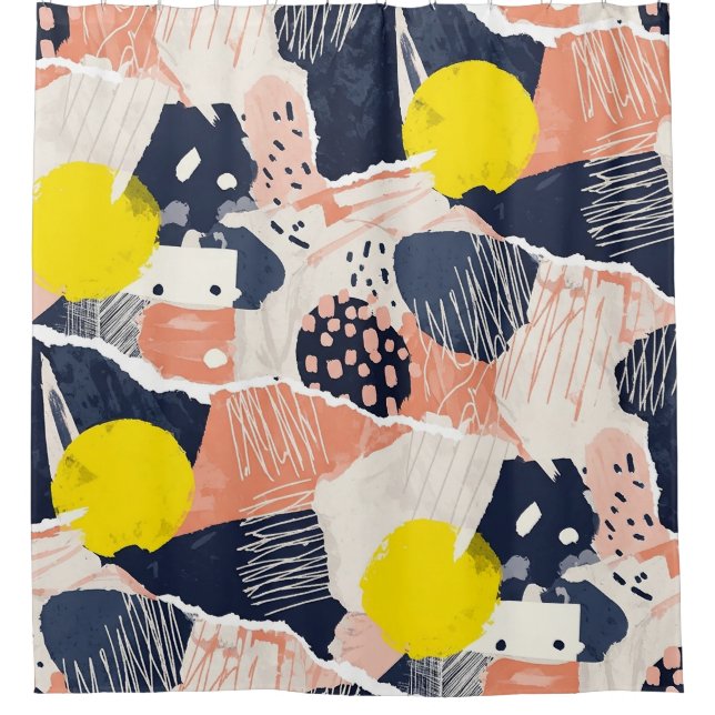 Retro Abstract Brushstroke (4) Shower Curtain (Front)