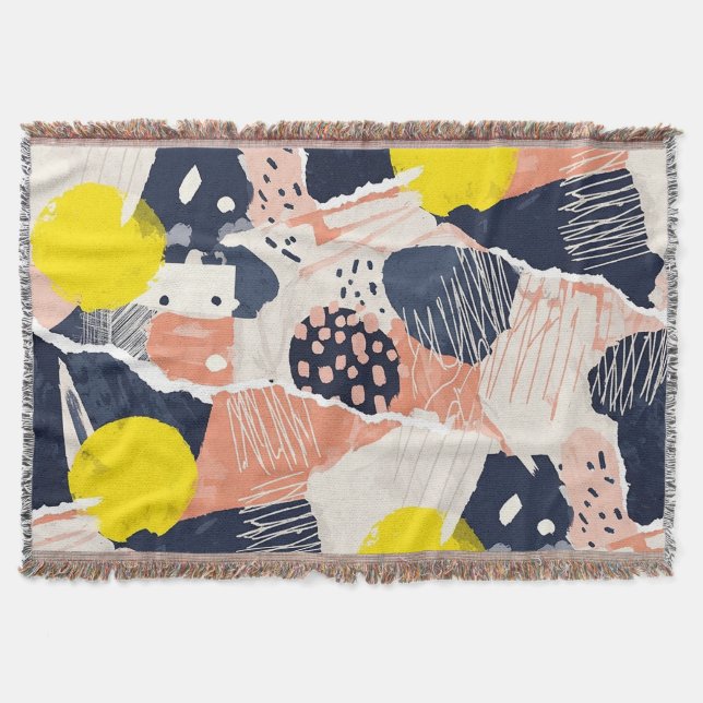 Retro Abstract Brushstroke (4) Throw Blanket (Front)