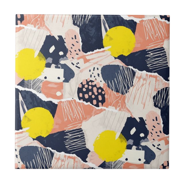 Retro Abstract Brushstroke (4) Tile (Front)