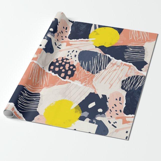 Retro Abstract Brushstroke (4) Wrapping Paper (Unrolled)