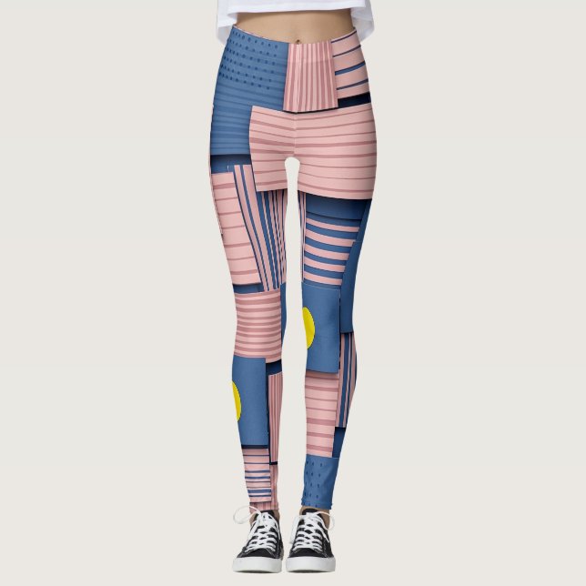 Retro Abstract Brushstroke (5) Leggings (Front)