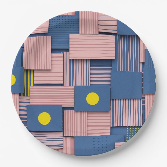 Retro Abstract Brushstroke (5) Paper Plate (Front)
