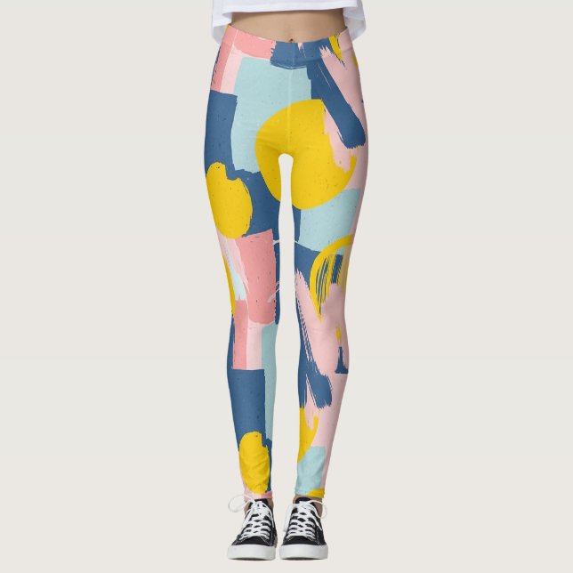 Retro Abstract Brushstroke (6) Leggings (Front)