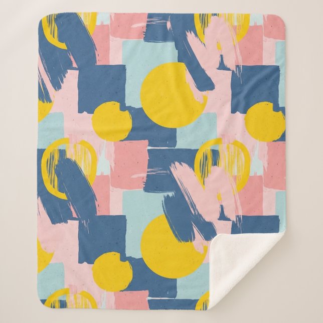 Retro Abstract Brushstroke (6) Sherpa Blanket (Front)