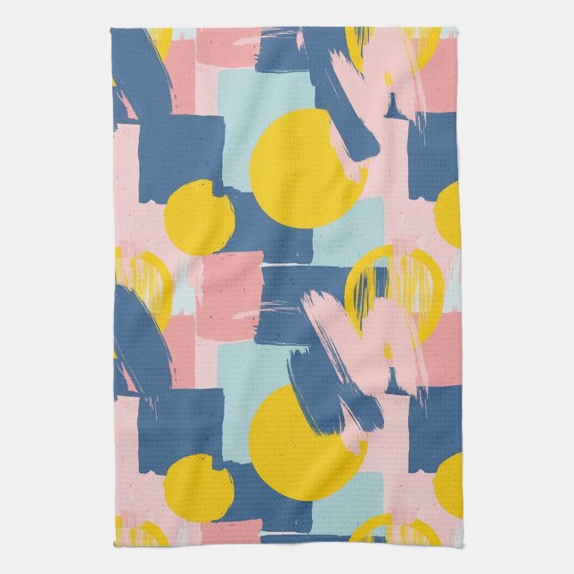 Retro Abstract Brushstroke (6) Tea Towel (Vertical)