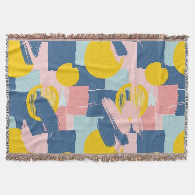 Retro Abstract Brushstroke (6) Throw Blanket (Front)