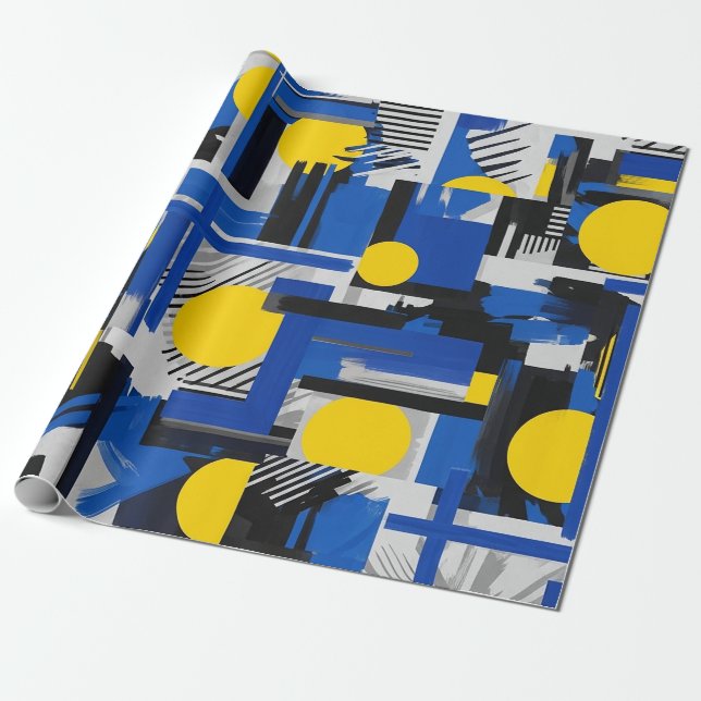Retro Abstract Brushstroke (7) Wrapping Paper (Unrolled)