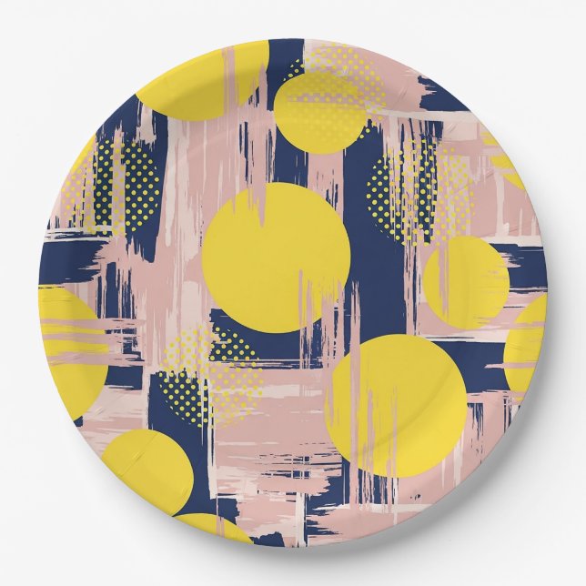 Retro Abstract Brushstroke (8) Paper Plate (Front)