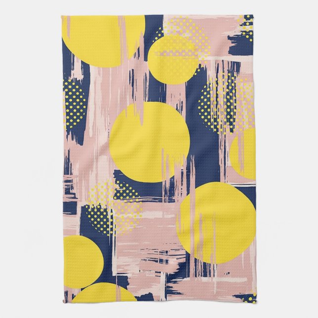 Retro Abstract Brushstroke (8) Tea Towel (Vertical)