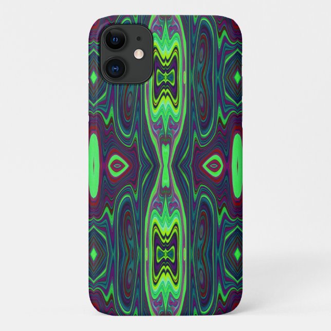 Retro Abstract Chartreuse, Red and Blue Pattern Case-Mate iPhone Case (Back)