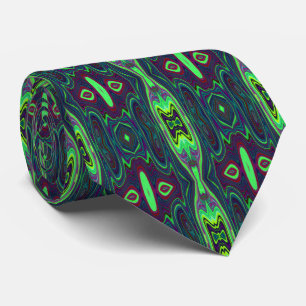 Retro Abstract Chartreuse, Red and Blue Pattern Tie