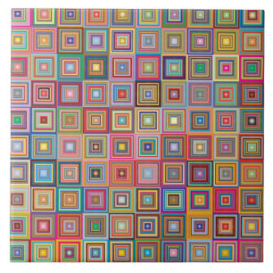 Retro abstract color squares ceramic tile