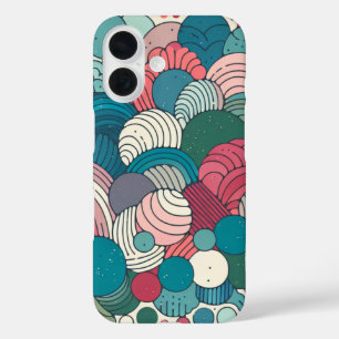 Retro abstract colour palett turquoise pattern iPhone 16 case