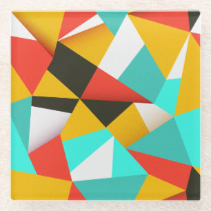 Retro Abstract: Colourful Blend. Glass Coaster