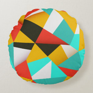 Retro Abstract: Colourful Blend. Round Cushion