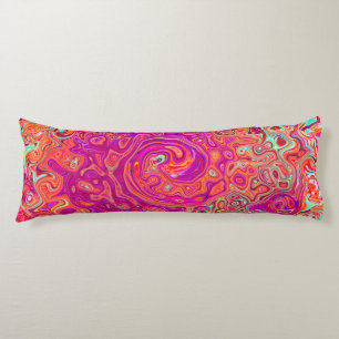 Retro Abstract Coral and Purple Marble Swirl Body Cushion
