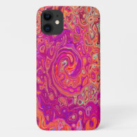 Retro Abstract Coral and Purple Marble Swirl