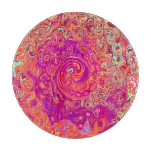 Retro Abstract Coral and Purple Marble Swirl Cutting Board