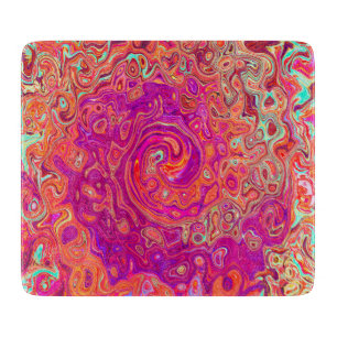 Retro Abstract Coral and Purple Marble Swirl Cutting Board