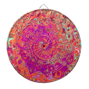 Retro Abstract Coral and Purple Marble Swirl Dartboard