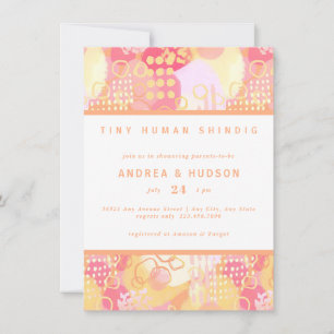 Retro Abstract   Couples Baby Shower Invitation