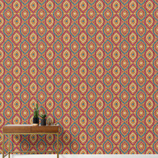 Retro abstract design in green Ikat navajo style. Wallpaper