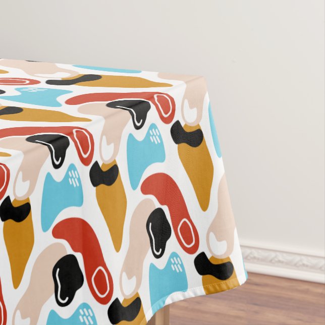 Retro Abstract Doodle Glamour Finger Line Art Tablecloth (In Situ)