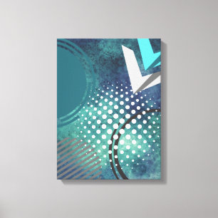 Retro Abstract Double Arrows with Circles and Dots Canvas Print