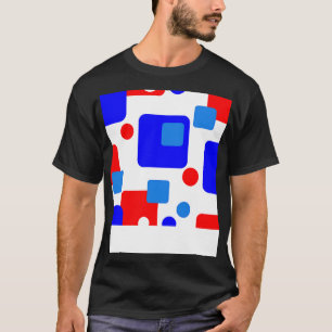 Retro Abstract Dream Space Blue Red on White T-Shirt