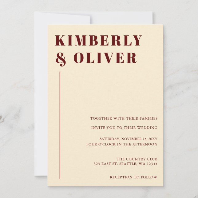 Retro Abstract Earthy Terracotta Orange Wedding Invitation (Front)