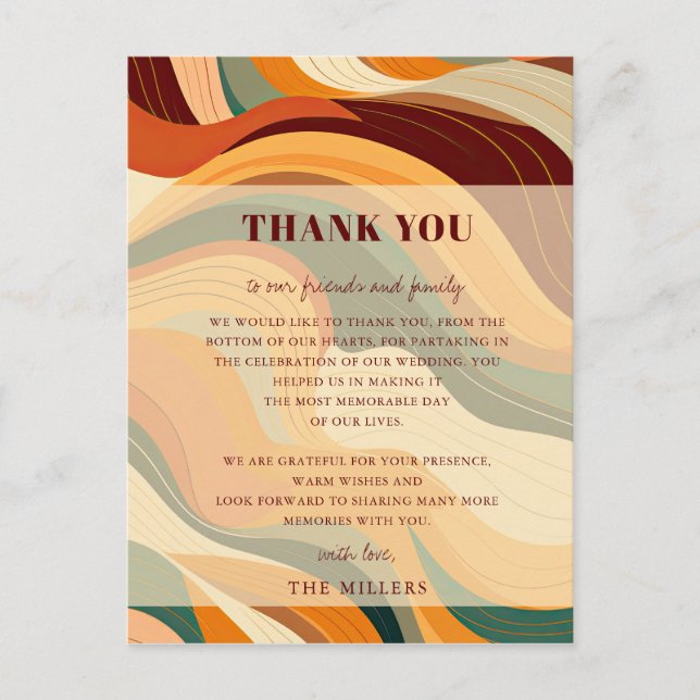 Retro Abstract Earthy Terracotta Thank You  Postcard (Front)