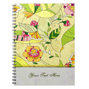 Retro Abstract Floral Collage Notebook